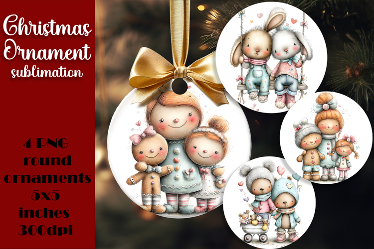 Christmas animal Ornament PNG Sublimation Design