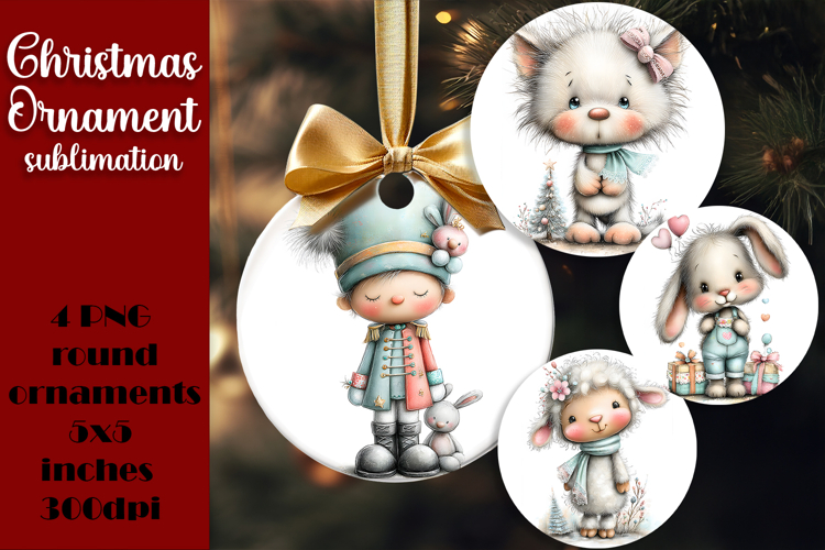 Christmas animal Ornament PNG Sublimation Design