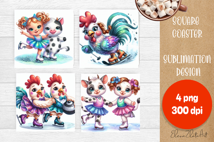 Merry Christmas Coaster Design | Sports Animals Square