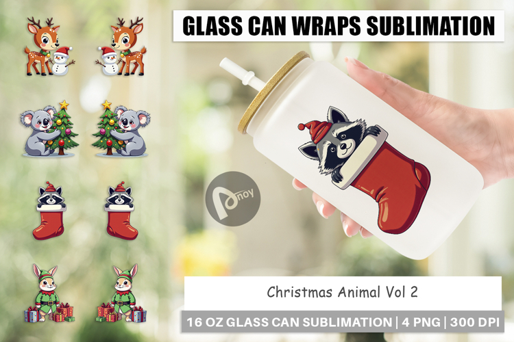 Glass Can Christmas Animals