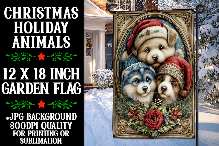 Christmas Garden Flag, Christmas Animals Garden Flag, d2