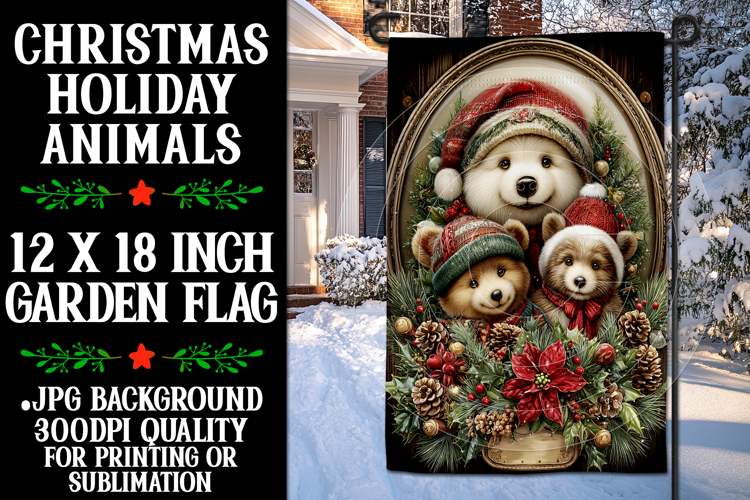 Christmas Garden Flag, Christmas Animals Garden Flag, d4