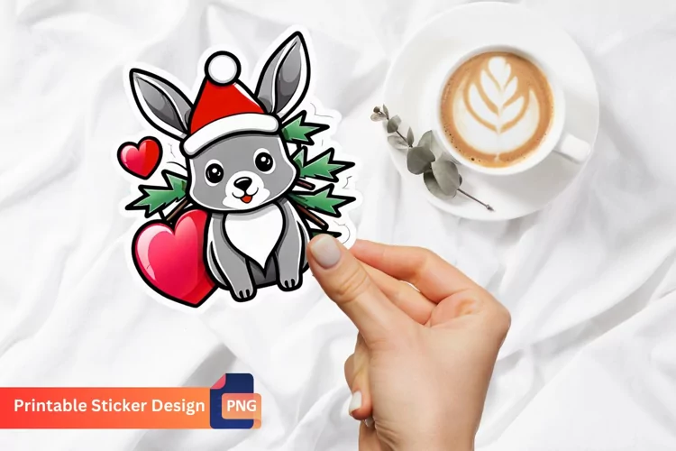 Christmas Animal Sticker, Christmas Animal Vinyl Sticker