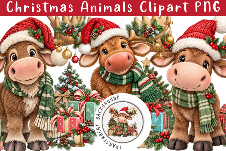 Christmas Animals Clipart PNG