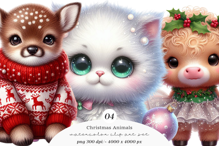 Christmas Animals Clipart PNG example image 1