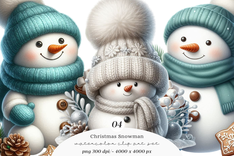 Christmas Snowman Clipart example image 1