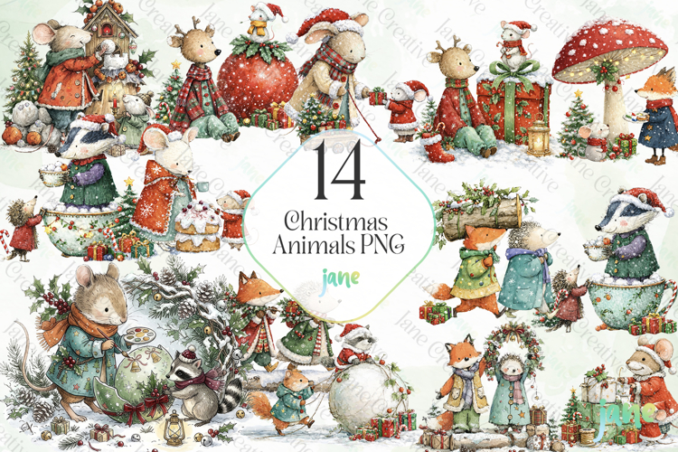 Christmas Animals PNG Bundle