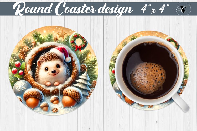 Round Coaster | Hedgehog | Christmas