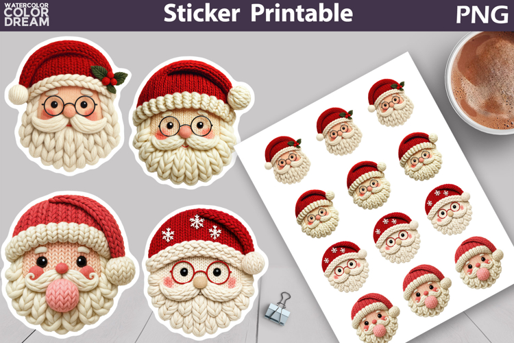 Santa Claus Sticker | Christmas Knitted Sticker