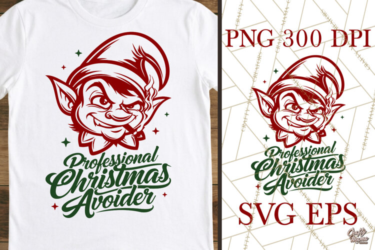 Professional Christmas Avoider Grumpy Elf Sarcastic SVG example image 1