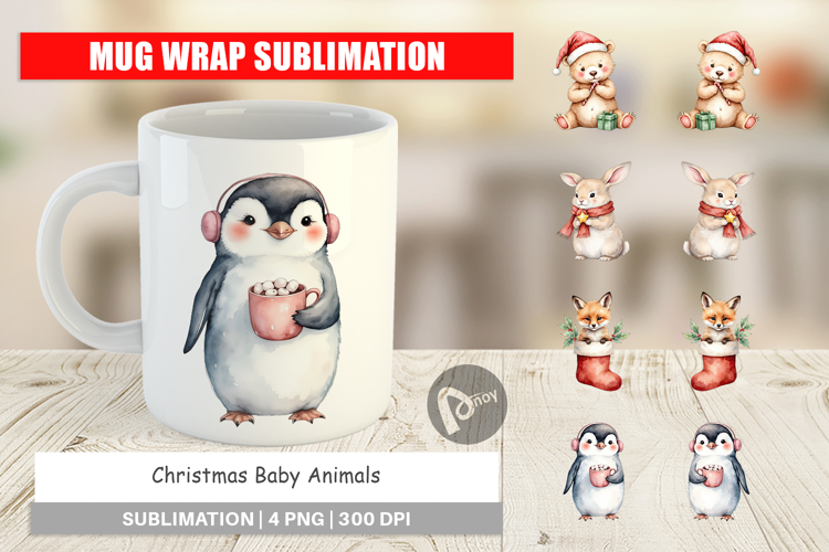 Mug Wrap Christmas Baby Animals