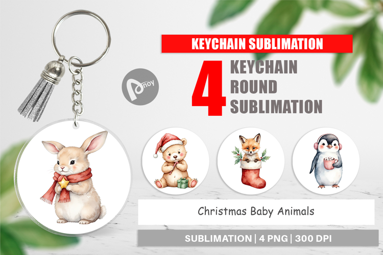 Keychain Christmas Baby Animals