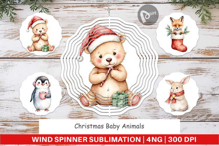 Wind Spinner Christmas Baby Animals example image 1