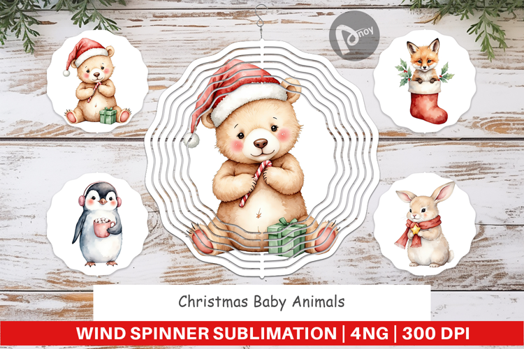 Wind Spinner Christmas Baby Animals