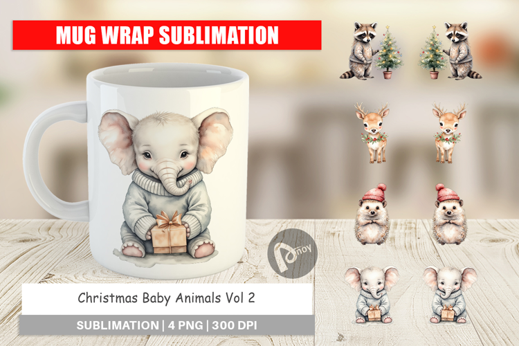 Mug Wrap Christmas Baby Animals