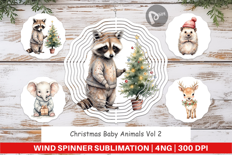 Wind Spinner Christmas Baby Animals