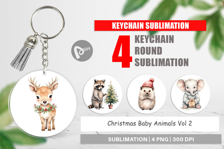 Keychain Christmas Baby Animals example image 1