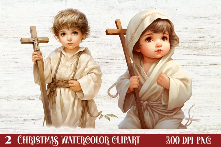 Christmas Baby Jesus Watercolor Clipart, Christmas Baby Jesu
