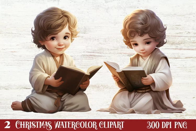 Christmas Baby Jesus Watercolor Clipart, Christmas Baby Jesu