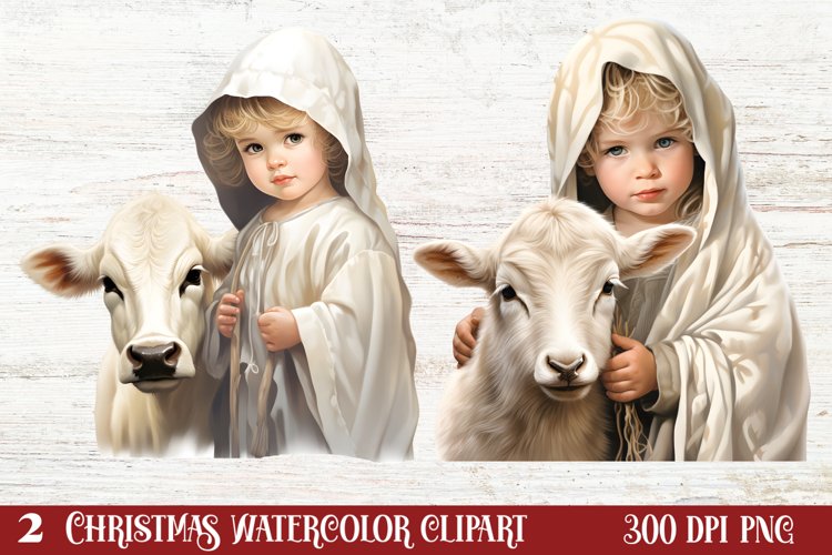 Christmas Baby Jesus Watercolor Clipart, Christmas Baby Jesu
