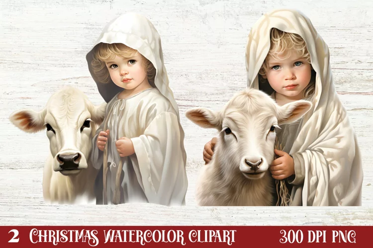Christmas Baby Jesus Watercolor Clipart, Christmas Baby Jesu