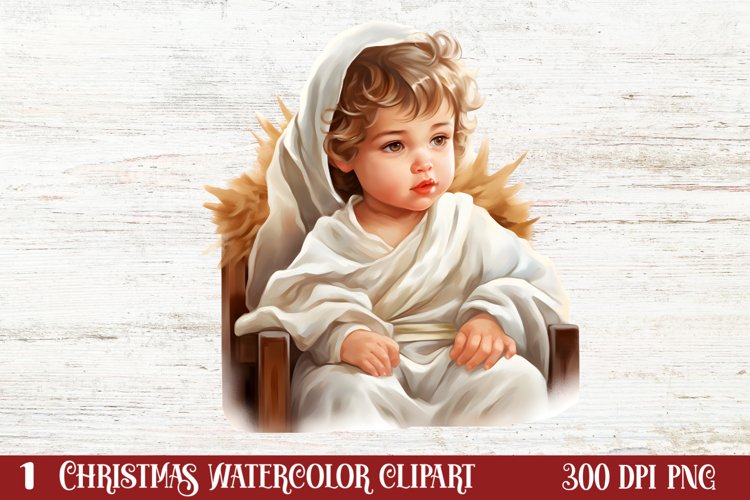 Christmas Baby Jesus Watercolor Clipart, Christmas Baby Jesu