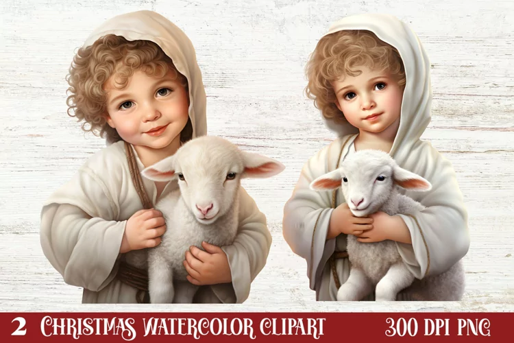 Christmas Baby Jesus Watercolor Clipart, Christmas Baby Jesu