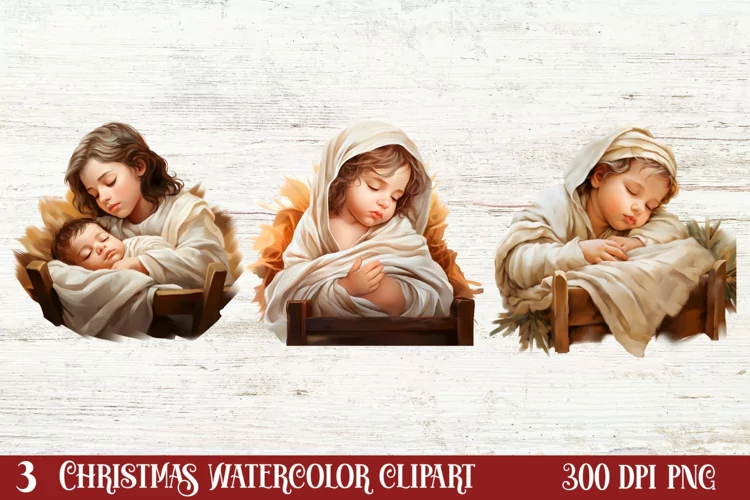 Christmas Baby Jesus Watercolor Clipart, Christmas Baby Jesu