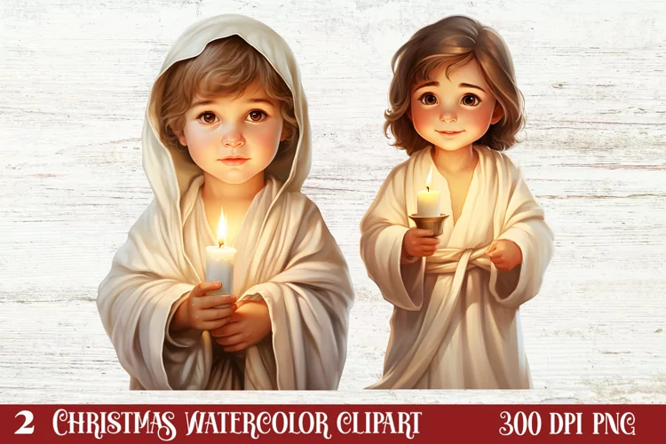 Christmas Baby Jesus Watercolor Clipart, Christmas Baby Jesu