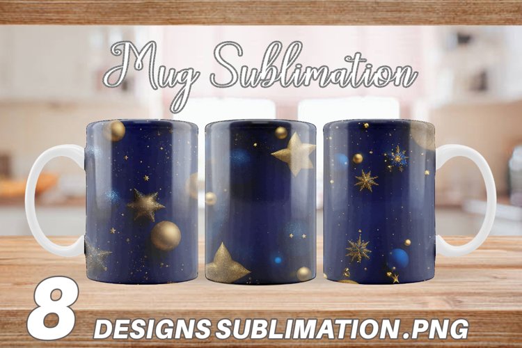 Dark Blue Christmas Mug sublimation design