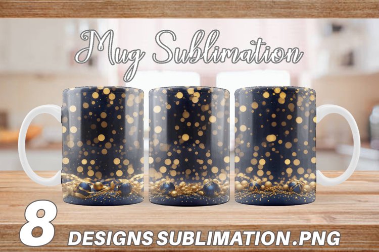 Christmas Golden Particles Mug sublimation design