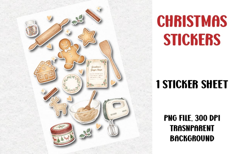Christmas Stickers Sheet, Printable Stickers
