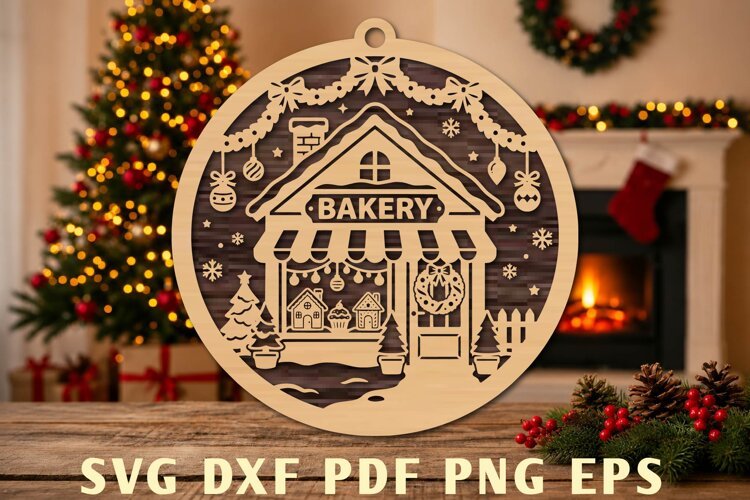 Christmas Bakery Ornament Laser Cut SVG example image 1