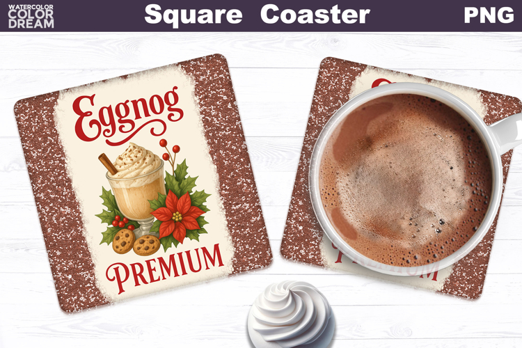 Christmas Bakery Square Coaster| Eggnog Sublimation