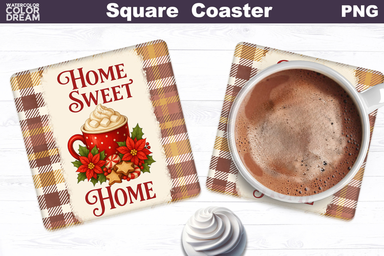 Christmas Bakery Square Coaster| Home Sweet Home Sublimation