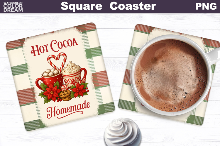Christmas Bakery Square Coaster| Hot Cocoa Sublimation