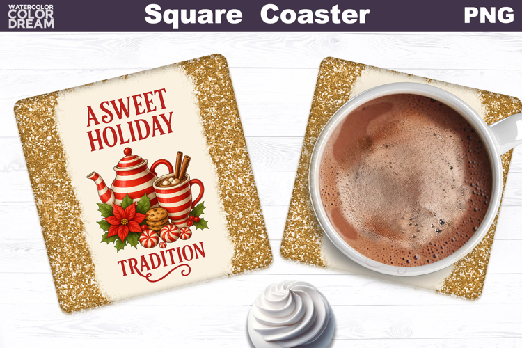 Christmas Bakery Square Coaster| A Sweet Holiday Sublimation