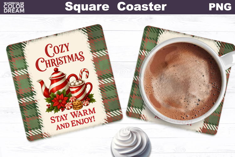 Christmas Bakery Square Coaster| Cozy Christmas Sublimation