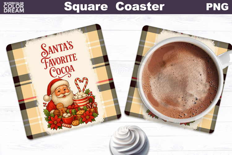 Christmas Bakery Square Coaster| Santa Claus Sublimation