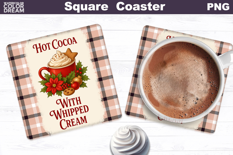 Christmas Bakery Square Coaster| Hot Cocoa Sublimation