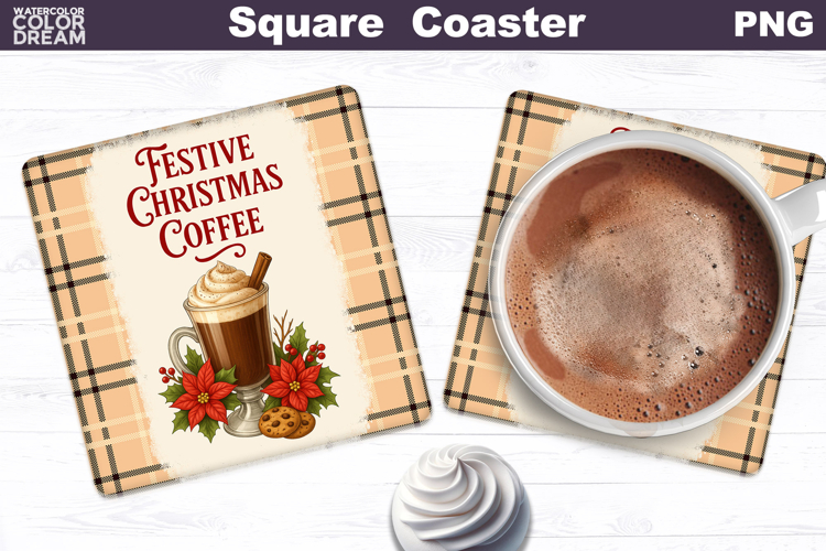 Christmas Bakery Square Coaster| Festive Coffee Sublimation
