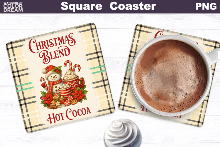 Christmas Bakery Square Coaster| Snowman Sublimation