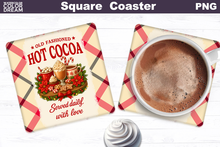 Christmas Bakery Square Coaster| Hot Cocoa Sublimation