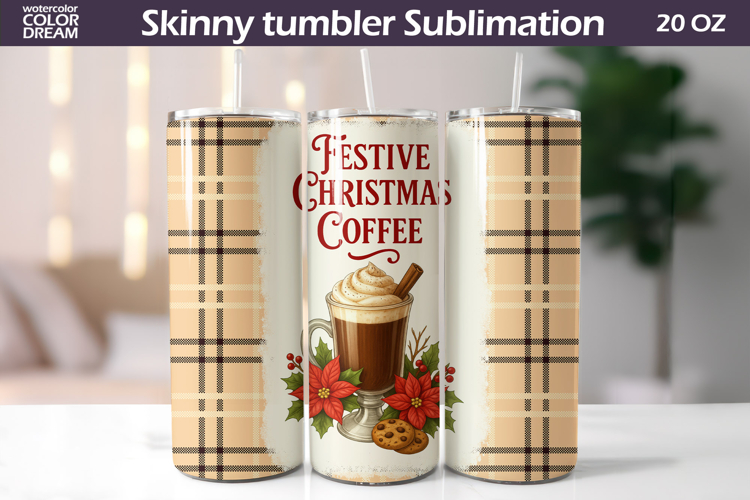 Christmas Tumbler Wrap | Festive Christmas Coffee Tumbler