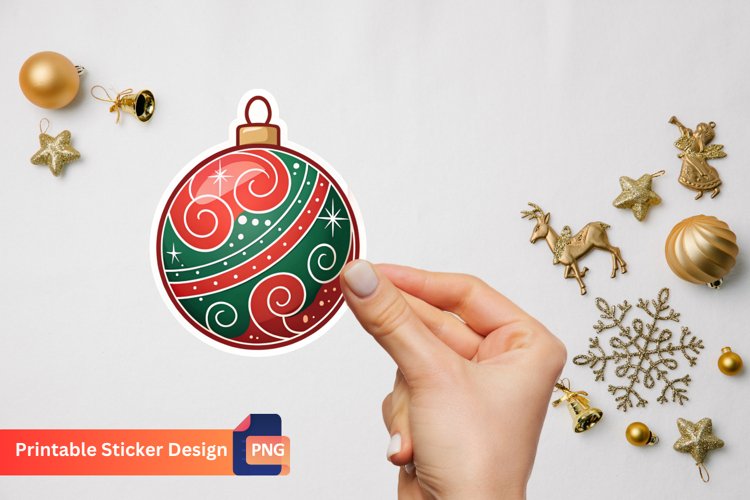 Christmas Ball Sticker, Christmas Ornament Sticker