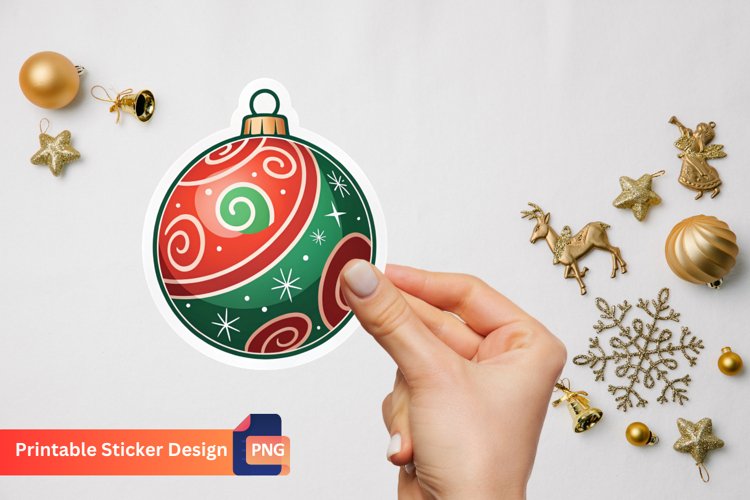 Christmas Ball Sticker, Christmas Ornament Sticker