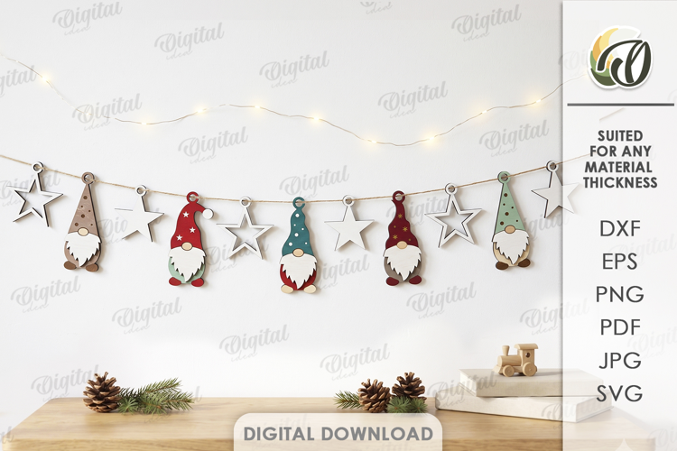 Christmas Banner Laser Cut. Christmas Garland SVG