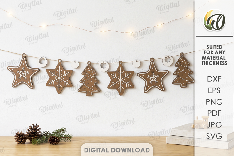 Christmas Banner Laser Cut. Christmas Garland SVG