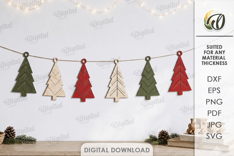 Christmas Banner Laser Cut. Christmas Garland SVG