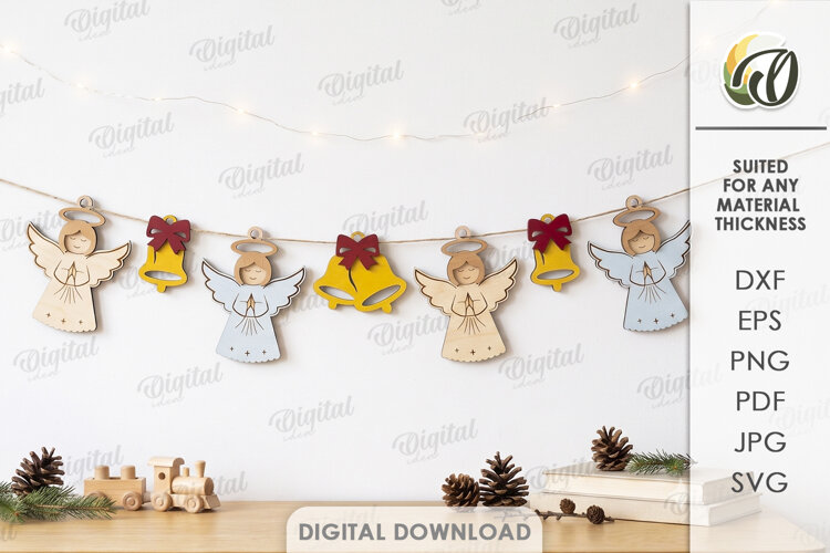 Christmas Banner Laser Cut. Christmas Garland SVG example image 1